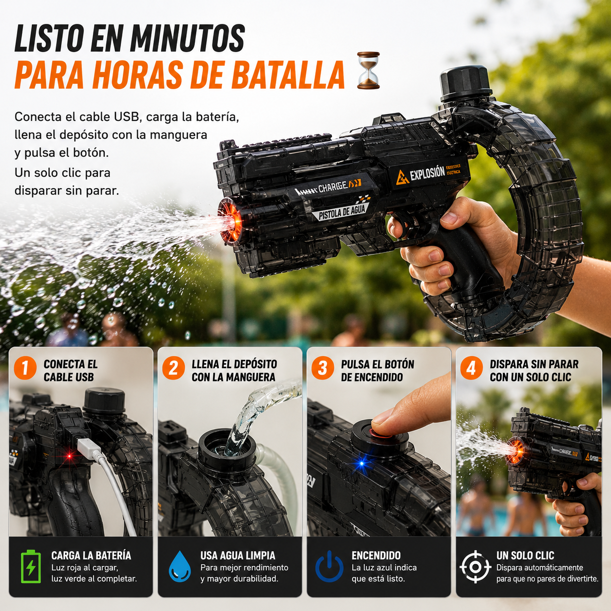 Pistola de Agua Automática CyberBlast